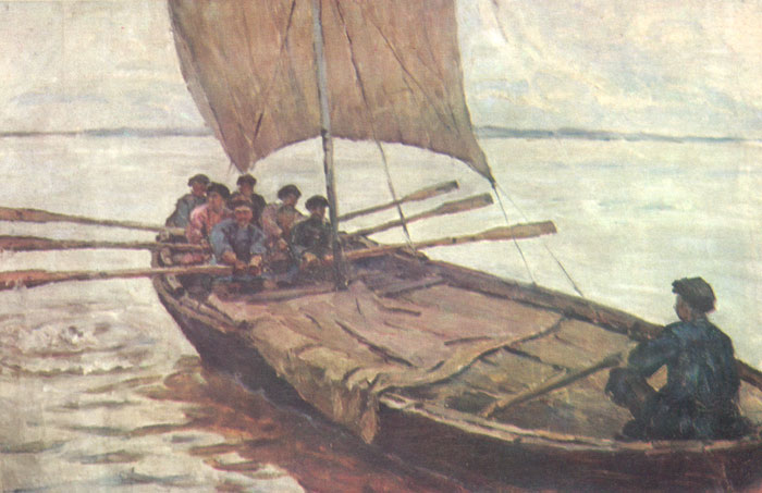 Гребцы. Этюд к картине «Степан Разин», масло, 1902 г.
