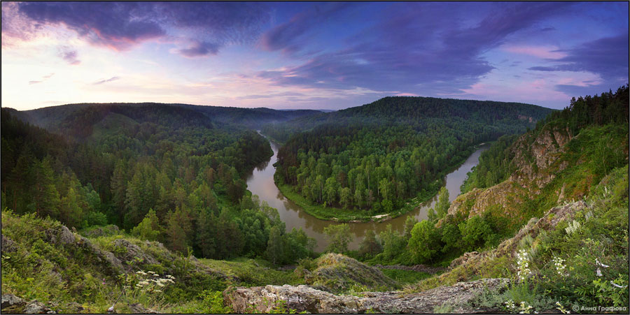 Панорама местности с вершины Бердских скал
