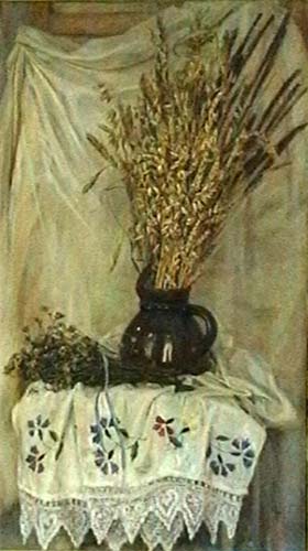 Сибирские хлеба и травы. Левая часть триптиха "Натюрморт с колосьями и сухими васильками" , 1990-1991 г.г.
