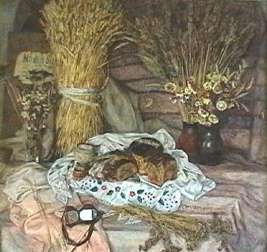 Сибирские хлеба и травы. Правая часть триптиха "Натюрморт со снопом", 1990-1991 г.г.
