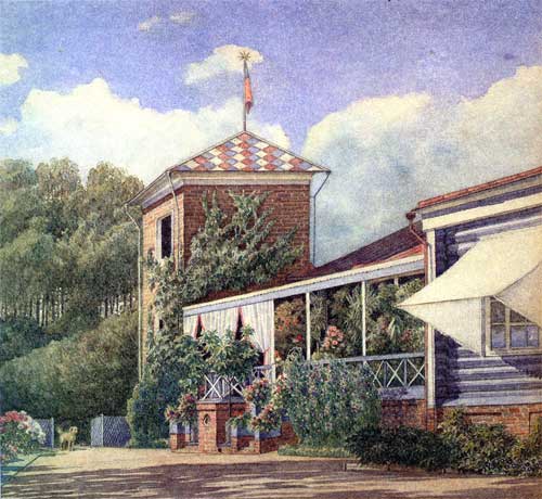 Д.В. Путята. Часть дома с южной верандой. 1878. Бумага, акварель
