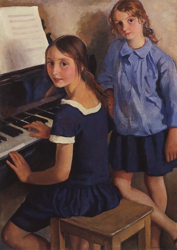 Девочки у рояля. 1922. Холст, масло. 96x68 см
