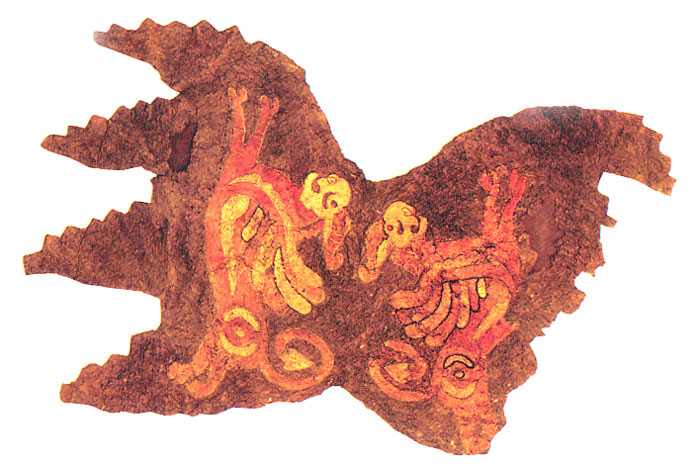 Знаменитые пазырыкские войлоки (IV-III вв. до н.э.). Фрагмент покрытия седла
