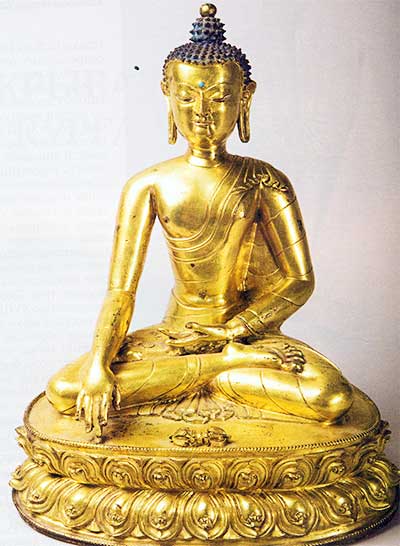 Буддийская скульптура Будда Шакьямуни. Бронза. Тибет. XVIII в. 