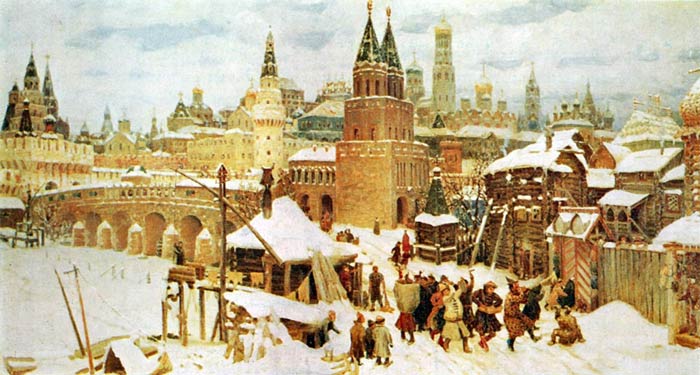 Всесвятский каменный мост. Москва конца XVII века.1901 г.

