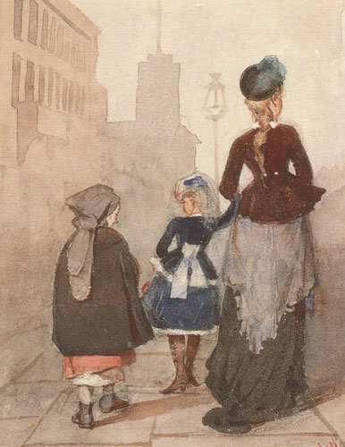 На Невском проспекте днем, акварель, 1874 г.
