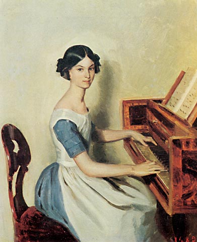 Портрет Н.П. Жданович за пианино. Холст, масло
