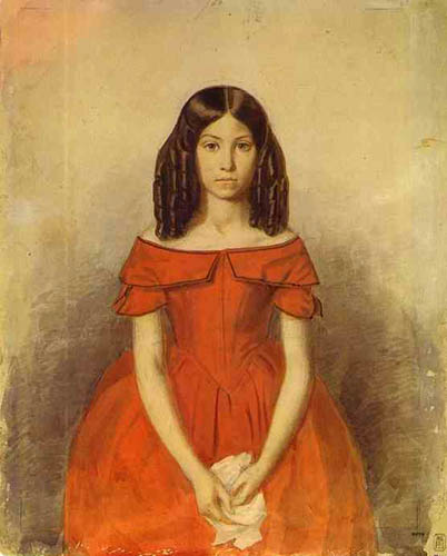 Портрет Н.П. Жданович в детстве, 1846. Акварель, картон
