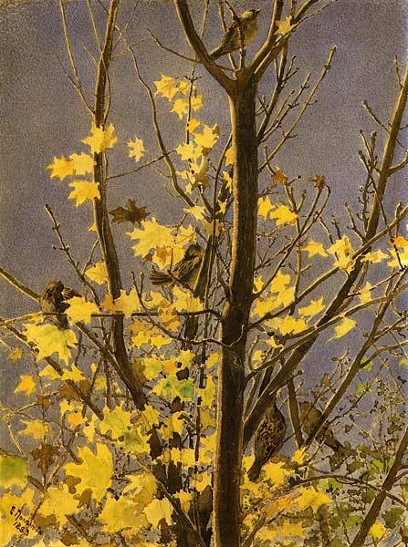 Осенний мотив. Бумага, акварель. 1883
